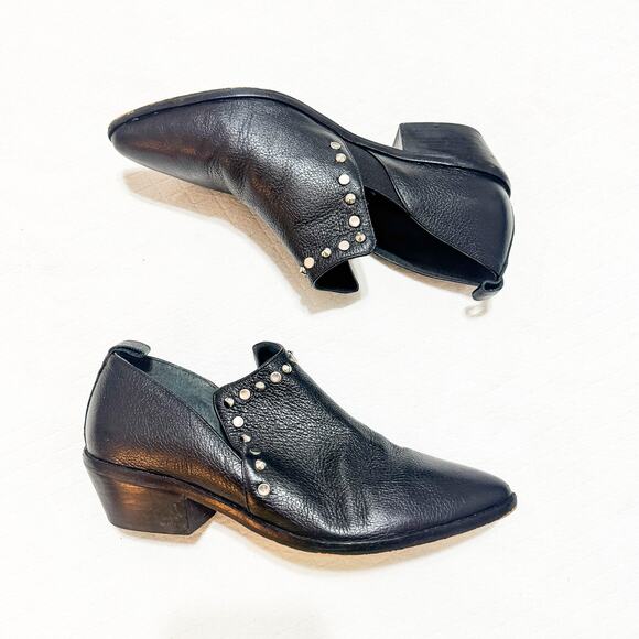 Rebecca Minkoff Annette Black Leather Studded Pointy Toe Ankle Booties Size 9 - Picture 5 of 6